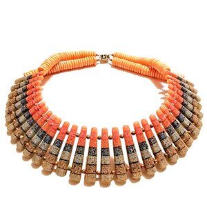 1980s Lucite 'Sand Art' Necklace Beads in Dusty Pinks Blues Grays Handmade